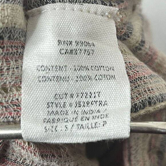 Billabong button Down Raw Hem Short Pink striped Lightweight Size Small - Picture 6 of 6